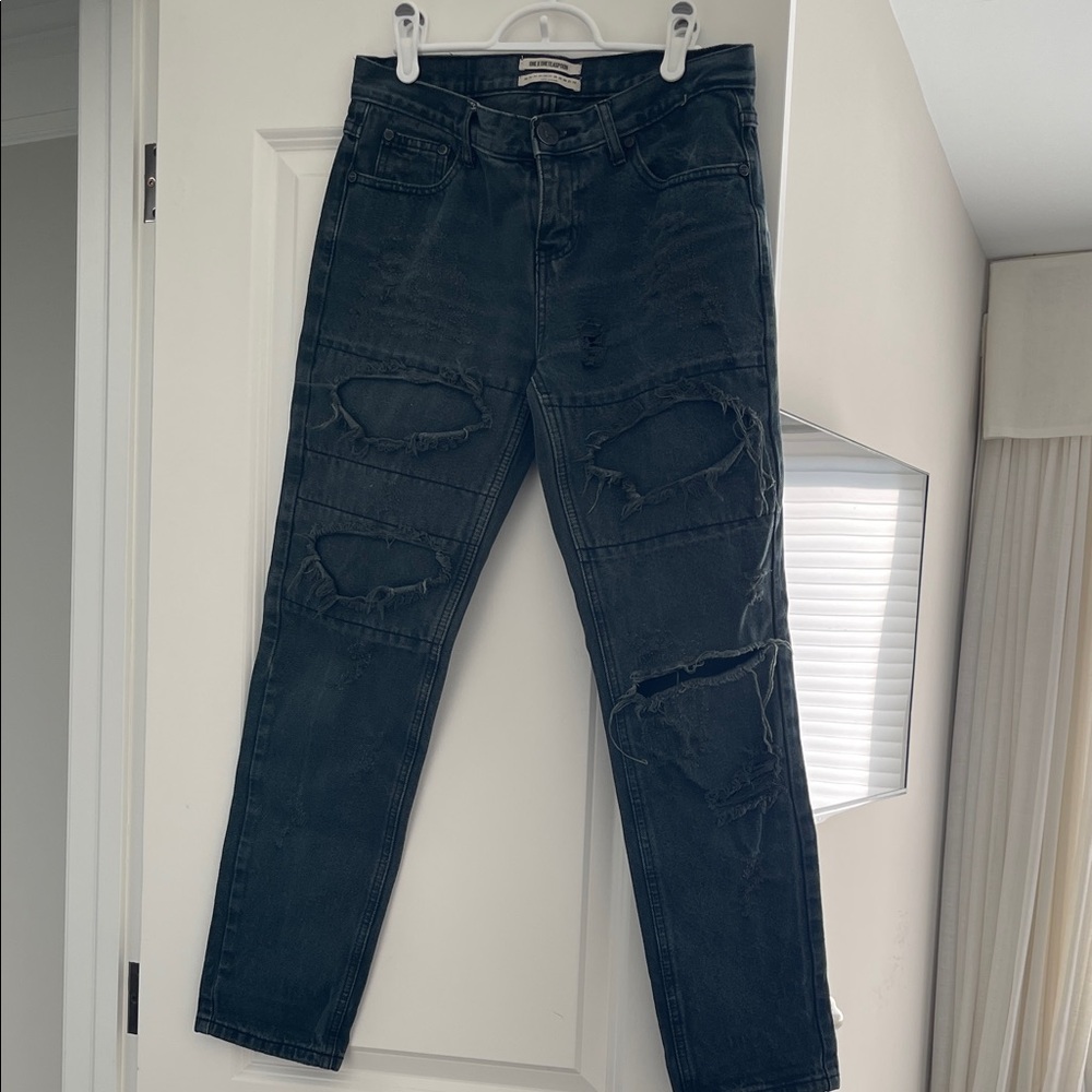 One Teaspoon Black Distressed Skinny Jeans